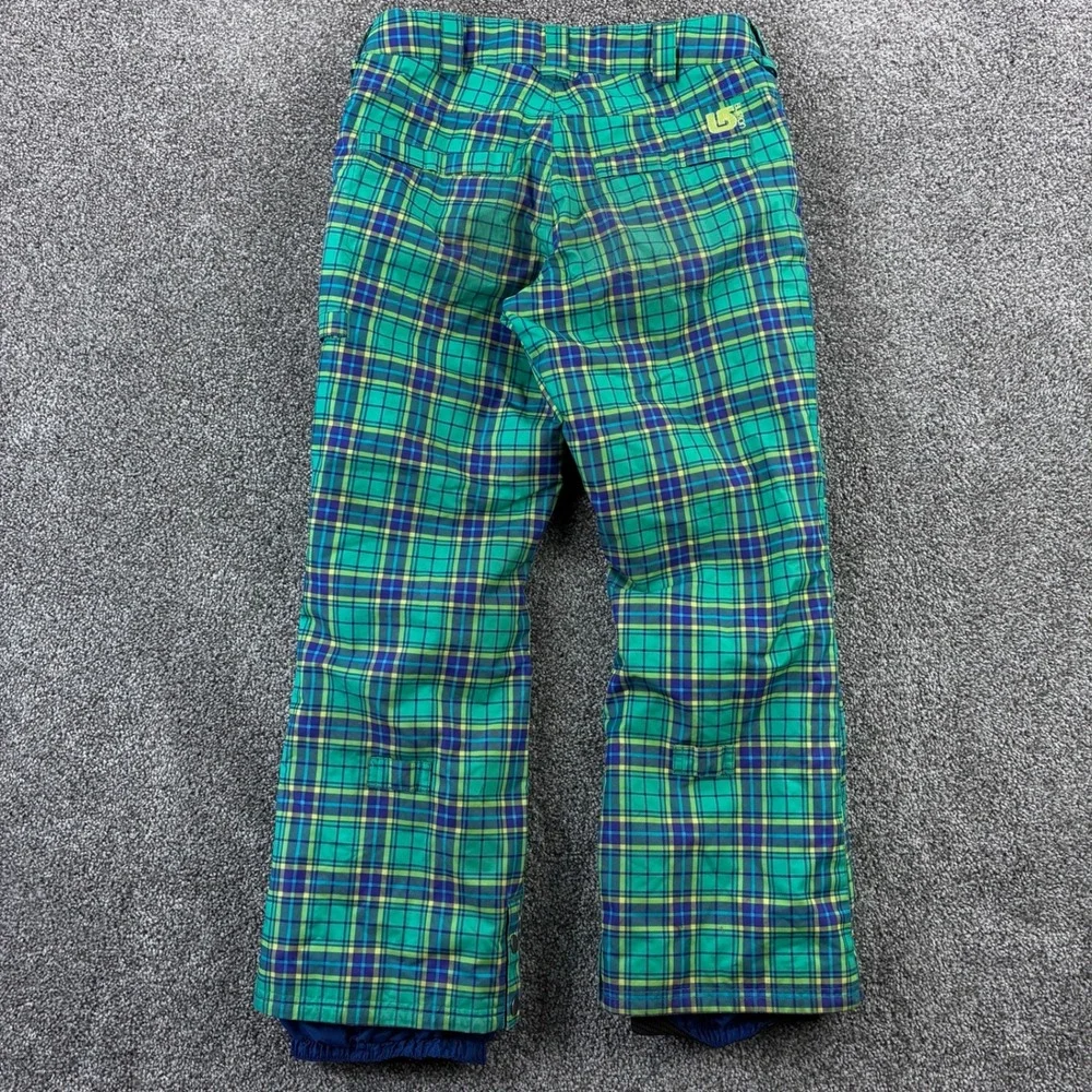Burton Sweetheart Snow Pants Girls Medium Green Plaid Ski Snowboarding Insulated